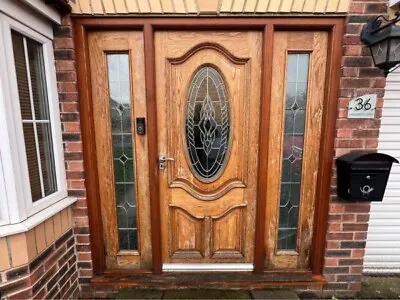 Wooden Front Door Hardwood Brown Used Bespoke External Exterior Sidelights Wood • £849.95