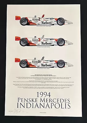 Team Penske 1994 Indy 500 Mercedes 18x12 LE Print - Fittipaldi Unser Jr Tracy • $49.99