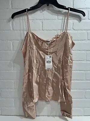 NWT! MNG Mango Blush Pink Shiny Off Shoulder Blouse Top Size SMALL • $14.74