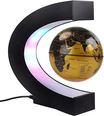 Floating Globe With Colored LED Lights C Shape Anti Gravity Magnetic Levitation  • £33.99