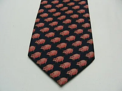 ST. MICHAEL From MARKS & SPENCER - PIGS - Made In UK - 100% SILK NECK TIE • $11.99