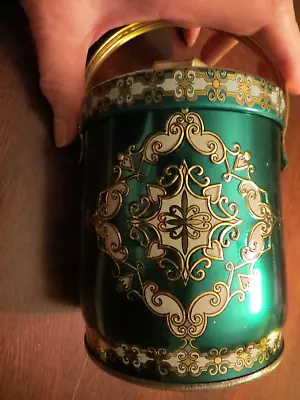 VTG Murray Allen Candy Tin Handled Knob Top Morocco Emerald Green Gold Clean! • $14.90
