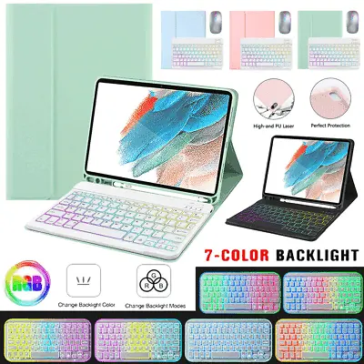Backlit Bluetooth Keyboard Mouse Case For Samsung Galaxy Tab A7 A8 S6 Lite P613 • £12.99