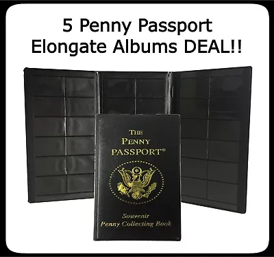 5 Penny Passport Pressed Elongated Cents Coin Collecting Gift Album 5 Books Deal • $38.98