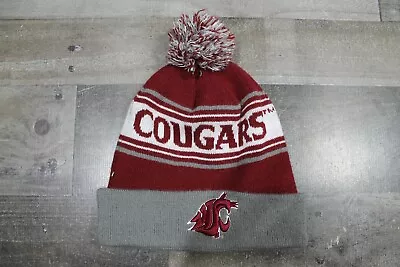 Washington State Cougars NCAA Beanie Hat Adult One Size Maroon Gray Pom Snow • $152.40