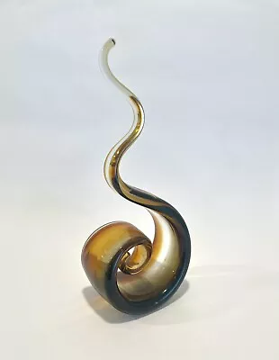 Pier 1 Murano Style Abstract Brown Swirl Art Glass Sculpture • $60