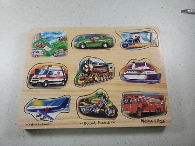 $19.86 • Buy Melissa & Doug Vehicle Sound Puzzle - Wooden Peg Puzzle With Sound Effects-8pc