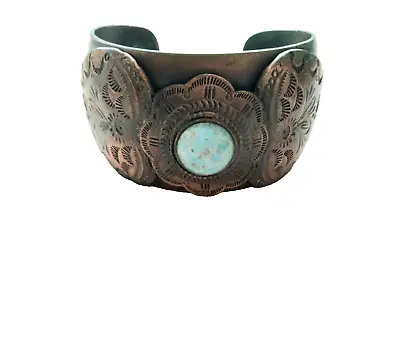 Heavy Vintage Solid Copper Southwestern Tribal Cuff Bracelet • $36.99