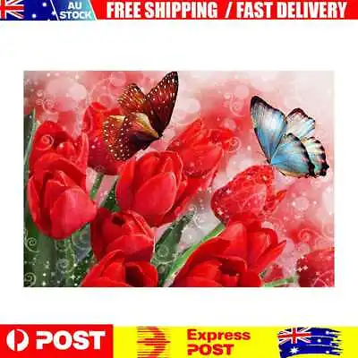 $12.19 • Buy Tulip Butterfly 5D DIY Full Drill Round Diamond Painting Embroidery Kits Needlew