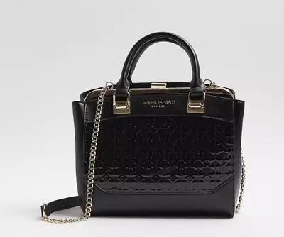 £39.99 • Buy River Island Womens Tote Bag Black Ri  Patent Bag NEW WITH TAGS