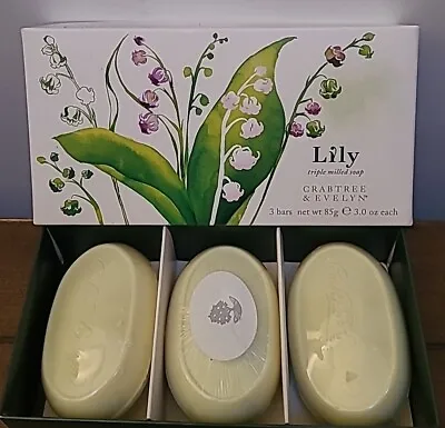 NEW Crabtree & Evelyn Lily Of The Valley Bath Soap 3 / 3 Oz Bars Box Set • £47.29
