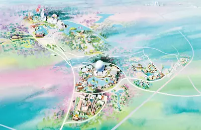 Walt Disney World Magic Kingdom Epcot Hollywood Studios Map Illustration Poster • $19.49