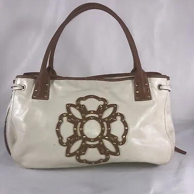 TOUS Ivory Handbag Purse Shoulder Bage W/ Studs & Tassel  • $44