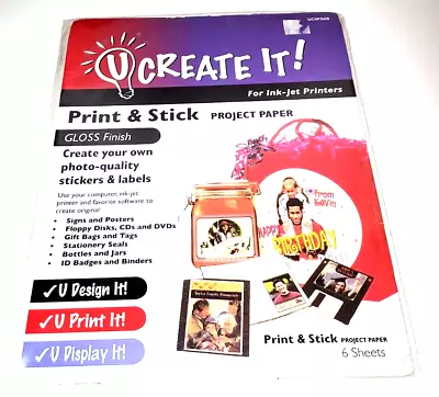 U Create It ! Print & Stick Project Paper For Ink - Jet Printers New • $12