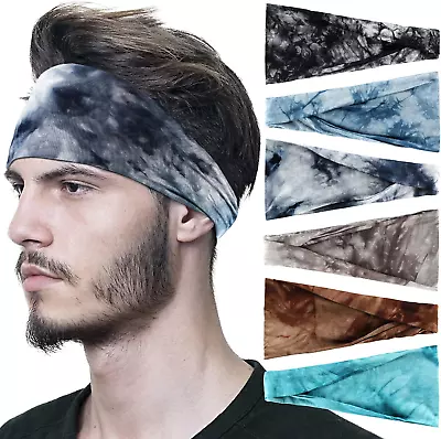 6 Pack Sports Headbands For Men OFFTESTY Lightweight Mens Hairband Stretchy Moi • $19.82