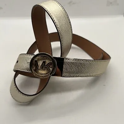 NWT MICHAEL Michael Kors Gold Crackle Metallic Leather Belt 40-41” • $9.99