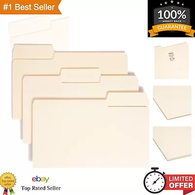 Legal Size Manila File Folders - Oversized 1/3-Cut Tab Heavyweight 50 Per Box • $22.99
