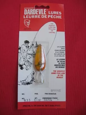 DARDEVLE Spinnie Spoon Vintage Fishing Lure 1/4 Oz. Yellow Perch Scale - NIP • $15.95
