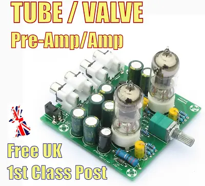 VALVE Tube Pre-Amplifier Stereo Amplifier Headphone Pre-Amp Audio 6J1/2 KIT • £19.99