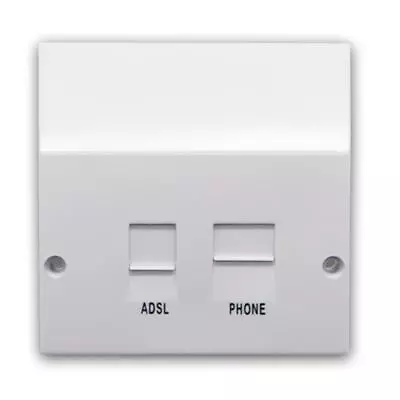 ADSL Filtered BT / RJ11 Phone / Network Microfilter White Faceplate - 2 Sockets • £13.66