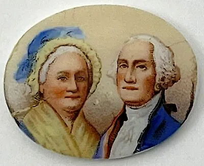 Vintage Miniature George Martha Washington Hand Painted Convex Cameo Porcelain • $39.95