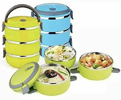 3Tier Lunch Box Stainless Steel Thermal Insulated Food Box Office Picnic School  • £10.99