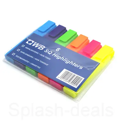 6 X Assorted Highlighter Pens - Bright Fluorescent Pen Colours -  Handy Wallet • £3.19