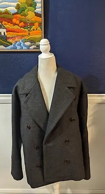 J. Crew Melton Wool Coat Jacket Collared Double Breasted Italy Sz 8 Medium M • $84.95