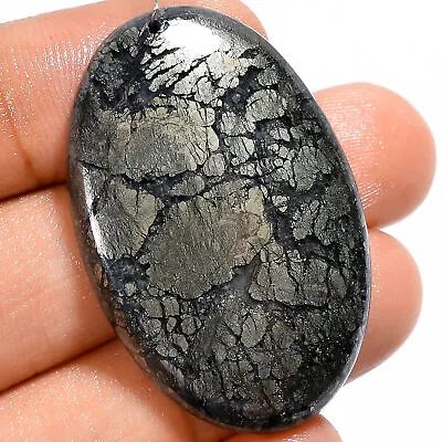 Natural Marcasite Agate Oval Cabochon Drilled Gemstone 55.5 Ct 38X25X5mm A-23533 • £4.39
