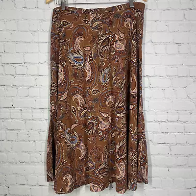 J. Jill Skirt Womens XL Maxi Midi Brown Paisley Artsy Loose Flowy Boho Academia • $29.99