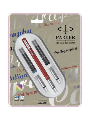 £12.59 • Buy  Parker Vector Standard Calligraphy Red Fountain Pen Set,3 NIBS & 4 CARTRIDGES