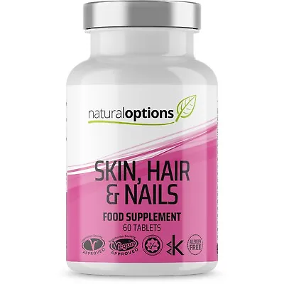 Skin Hair And Nails Food Supplement (60 Tablets) Allergen Free And Vegan  • £5.02