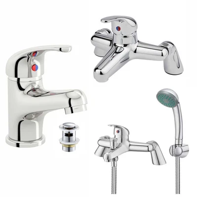£24.95 • Buy Bathroom Taps Set Modern Mono Basin Sink Mixer Bath Filler Shower Mixer Chrome