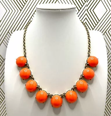 J.Crew Gold Tone Orange Bubble Beaded Statement Bib Necklace • $17.50