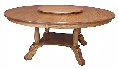 Large Round Dining Table Traditional Country Solid Wood 60  72  Lazy Susan • $2899