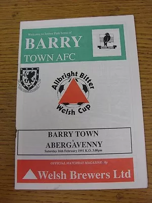 16/02/1991 Barry Town V Abergavenny [Welsh Cup] (Slight Rusty Staples). Good Con • £3.99