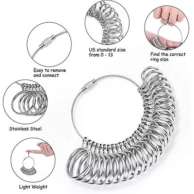 Metal Ring Sizer Gauge Mandrel Finger Sizing Measure Stick Standard Jewelry Tool • $7.99