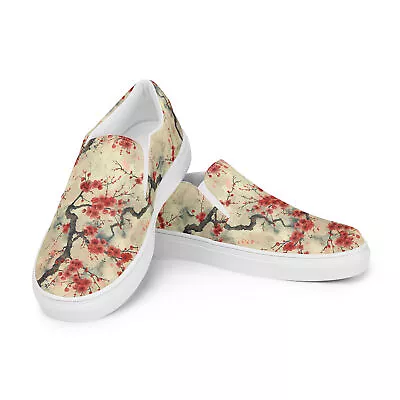 Vintage Sakura Japanese Cherry Blossom Women’s Slip-on Canvas Shoes • $54.99