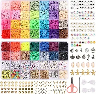 £19.99 • Buy 10,500 Pcs Clay Bead For Bracelet Making, 42 Colours Flat Round Clay Beads
