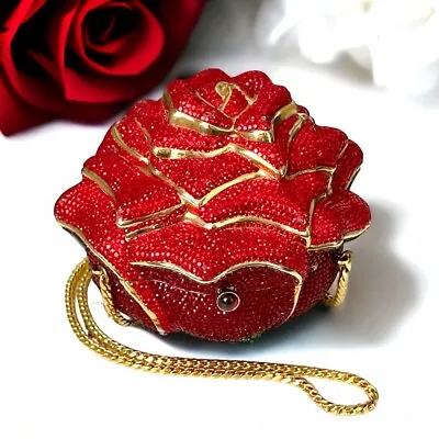 Judith Leiber RARE Vintage American Beauty Rose Limited Edition Minaudière Bag • $1100