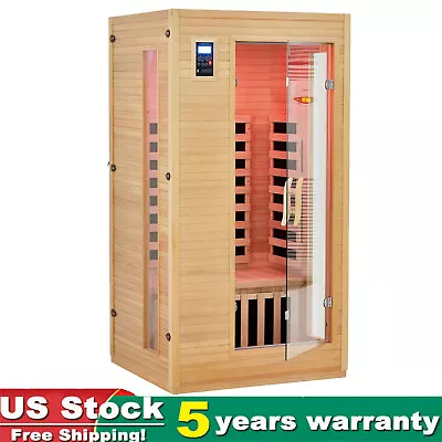 Wood 1 To2 Person Steam Sauna Low EMF Infrared Therapy Heater Home Spa W/MP3 Aux • $1799.99