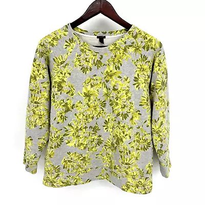 J Crew Photo Floral Sweatshirt Pullover Top Size Medium Cotton Gray Green A6612 • $16.80