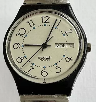 Early Vintage Swatch 1994 Day Date Metal Band Adult Unisex Watch • $18.95