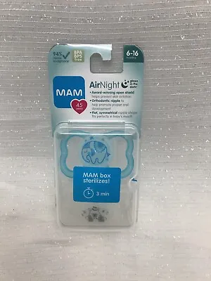 MAM Air Night Baby Binky Pacifier 2pk Glow In The Dark Elephant Bear 6-16 Months • $11.88