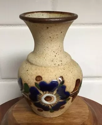 Vintage Tonala Folk Art Mexican Sandstone Small Hand Painted Collectible Vase • $13.95