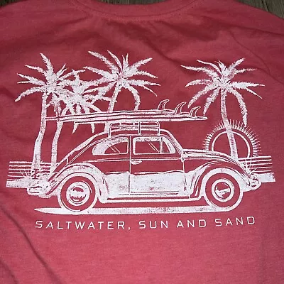 IZOD Saltwater Men's T Shirt XL Graphic Sleeve Rose Pink NWT Volkswagen Bug Surf • $24.95