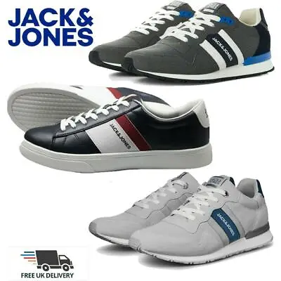 £39.99 • Buy Men Jack & Jones Leather Shoes Contract Colour Sneakers Sports Gym Trainers 6-12
