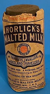 Vintage Horlick's Malted Milk Free Sample Glass Jar With Paper Label & Metal Cap • $9.99