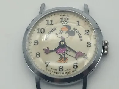 Vintage Bradley Minnie Mouse Swiss Watch  47 Mechanical WINDUP FOR SERVICE JA903 • $65