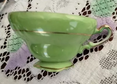 TRIMONT China Made In Occupied Japan Green Outer Floral Inside TEA CUP ONLY = • $3